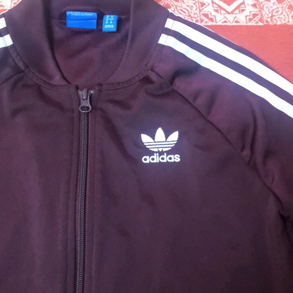Adidas RARE awesome trefoil track coat with banded writing on back Sz XS EUC - Picture 3 of 10